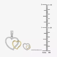 Womens Cubic Zirconia 10K Gold Sterling Silver Heart 2-pc. Jewelry Set