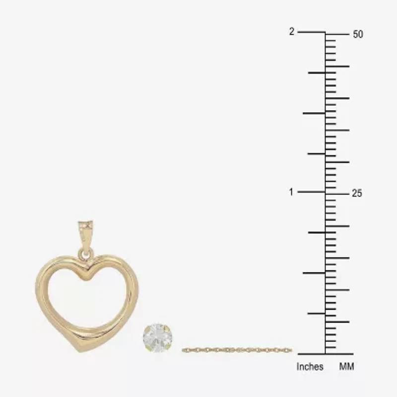Womens Cubic Zirconia 10K Gold Heart 2-pc. Jewelry Set
