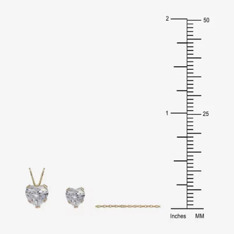 Womens Cubic Zirconia 10K Gold Heart 2-pc. Jewelry Set