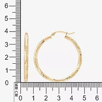 14K Yellow Gold Engraved Chevron Hoop Earrings