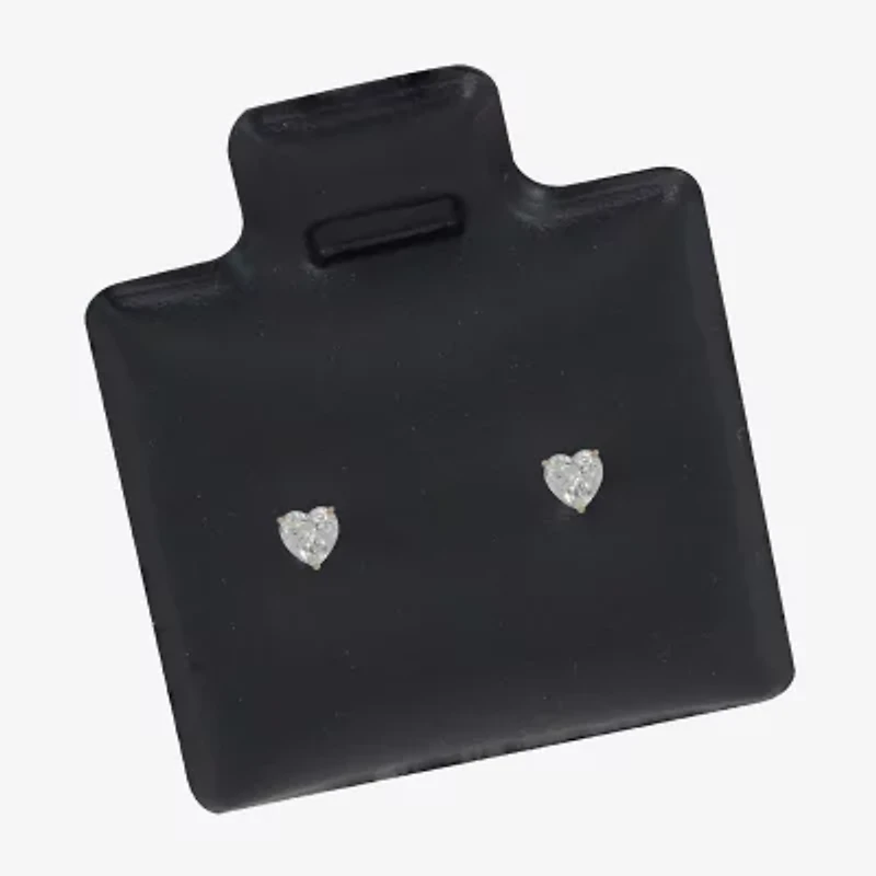 Cubic Zirconia 14K Gold 5mm Heart Stud Earrings