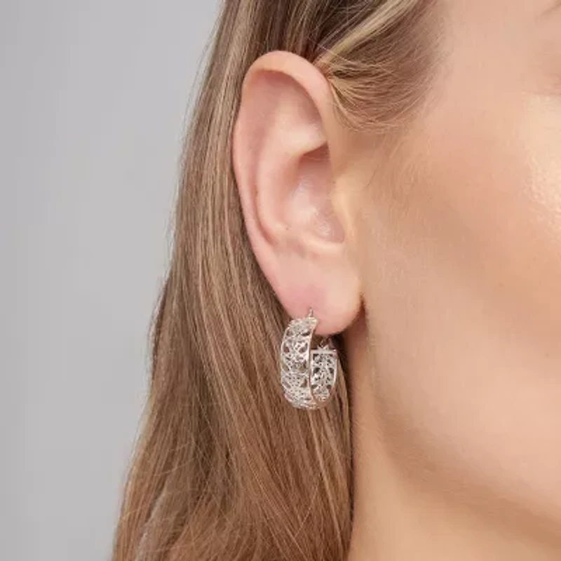 Womens Sterling Silver 23mm Hoop Earrings