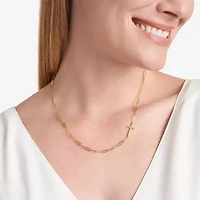 Paris 1901 By Charles Garnier Womens White Cubic Zirconia 18K Gold Over Silver Cross 17 Inch Pendant Necklace