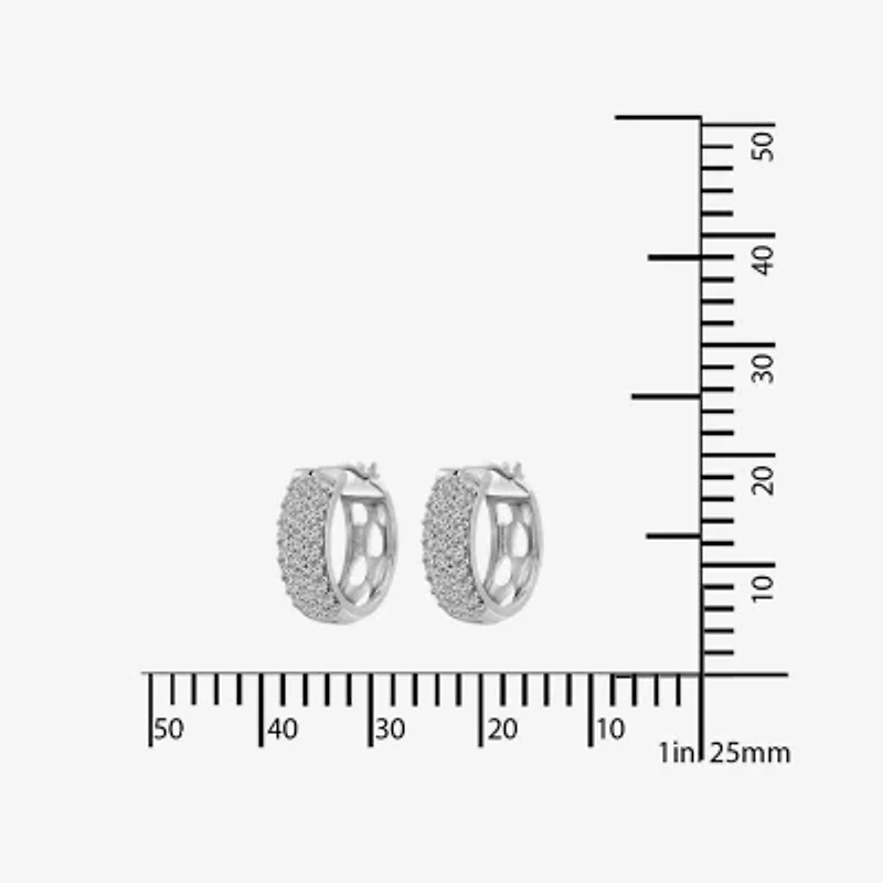 DiamonArt® Cubic Zirconia Sterling Silver Pavé Huggie Hoop Earrings