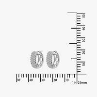DiamonArt® Cubic Zirconia Sterling Silver Pavé Huggie Hoop Earrings