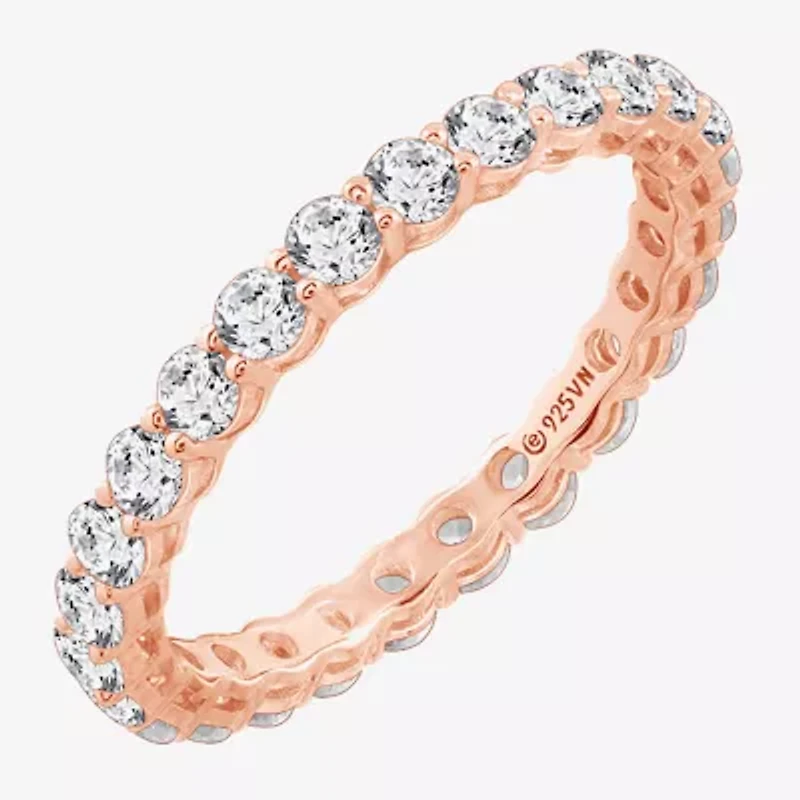 Cubic Zirconia Sterling Silver Round Band