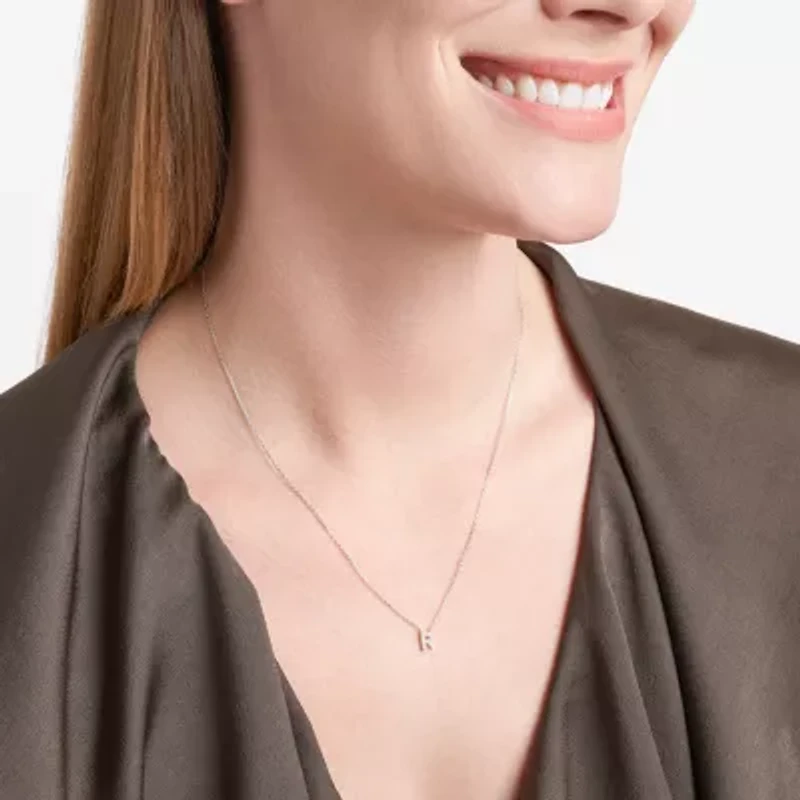 Womens Diamond Accent Cubic Zirconia Sterling Silver Round 18 Inch Pendant Necklace