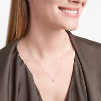 Womens Diamond Accent Cubic Zirconia Sterling Silver Round 18 Inch Pendant Necklace