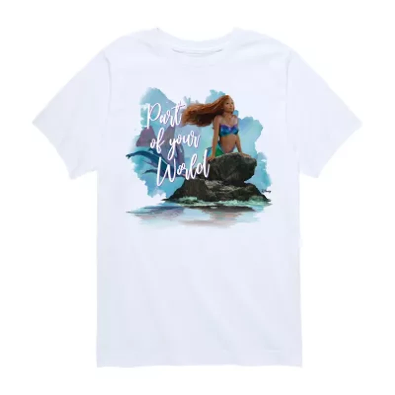 Disney Collection Little & Big Kid Girls Crew Neck Short Sleeve Regular Fit Ariel The Mermaid Graphic T-Shirt