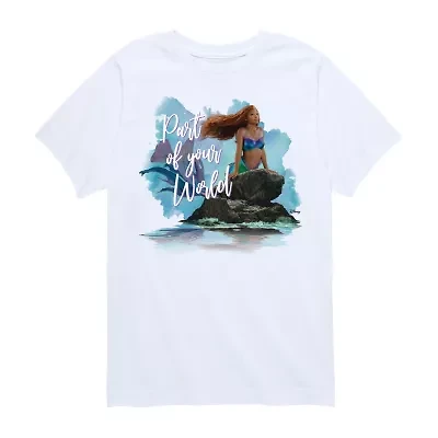 Disney Collection Little & Big Kid Girls Crew Neck Short Sleeve Regular Fit Ariel The Mermaid Graphic T-Shirt