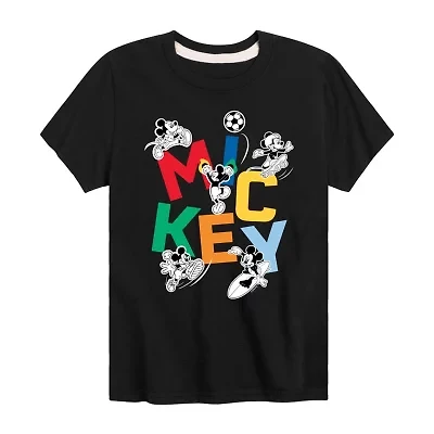 Disney Collection Little & Big Kid Boys Crew Neck Short Sleeve Regular Fit Mickey Mouse Graphic T-Shirt