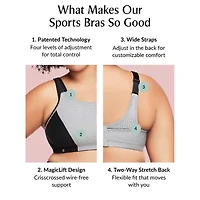Glamorise Magiclift® Double Layer Custom Control Womens Seamless High Support Full Coverage Unlined Wireless Sports Bra 1166