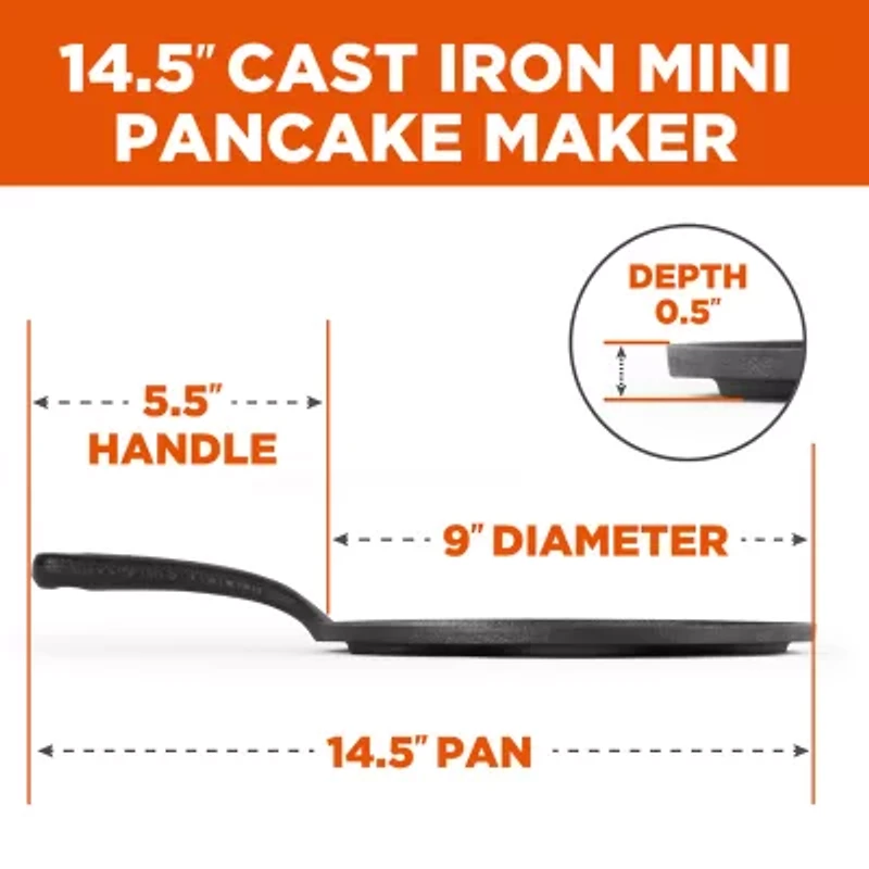 Commercial Chef Mini Pancake Maker Cast Iron Grill Pan