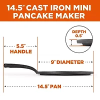 Commercial Chef Mini Pancake Maker Cast Iron Grill Pan