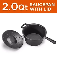 Commercial Chef 2.0 Qt Cast Iron With Lid Sauce Pan