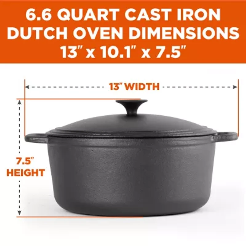 Commercial Chef 6.6 Quart Cast Iron Dutch Oven