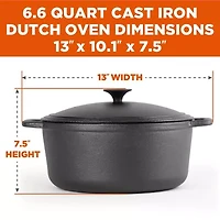 Commercial Chef 6.6 Quart Cast Iron Dutch Oven