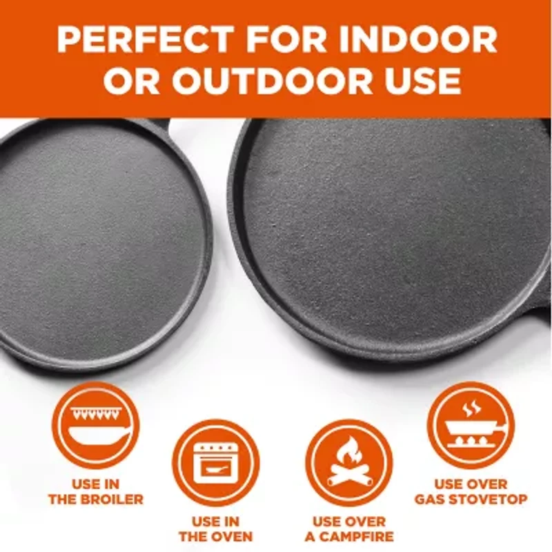 Commercial Chef 3-Piece Cast Iron Griddle