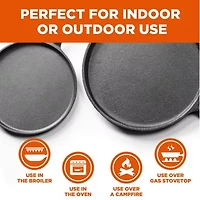 Commercial Chef 3-Piece Cast Iron Griddle