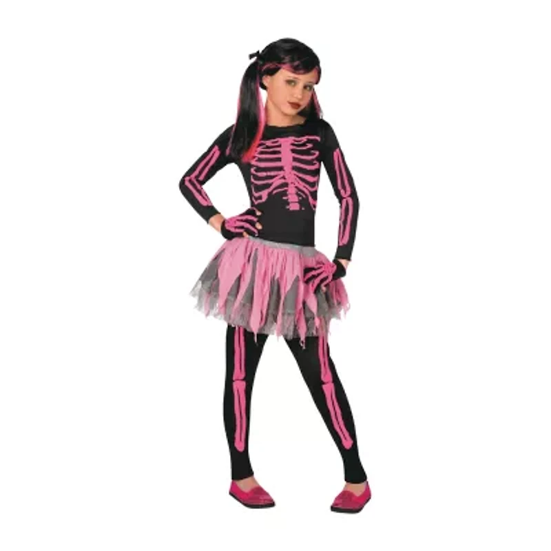 Little & Big Kid Girls Skeleton Punk Costume Set