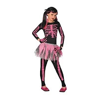 Little & Big Kid Girls Skeleton Punk Costume Set