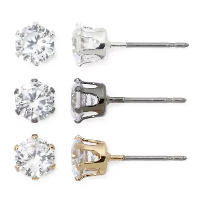 Mixit Womens Cubic Zirconia Hypoallergenic 3 Pair Earring Set