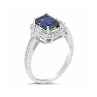 Womens Lab Created Blue Sapphire Sterling Silver Cocktail Ring