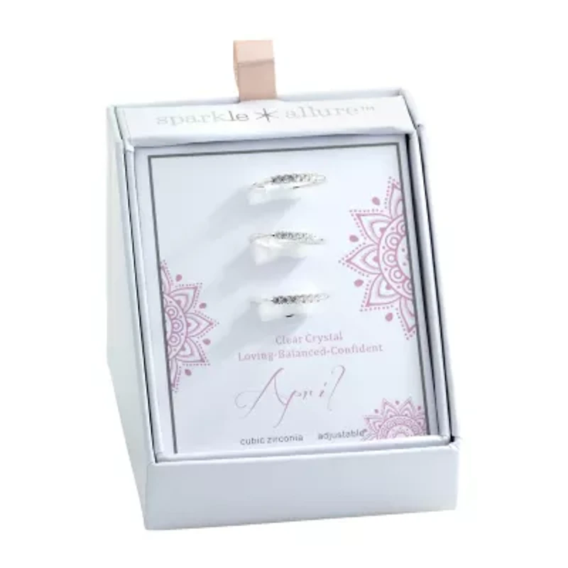 Sparkle Allure Birthstone Womens Red Cubic Zirconia Pure Silver Over Brass Ring Set