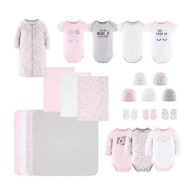The Peanutshell 0-3m Pink Ditsy Baby Girls 23-pc. Baby Clothing Set