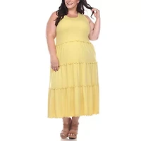 White Mark Womens Plus Sleeveless Midi Maxi Dress