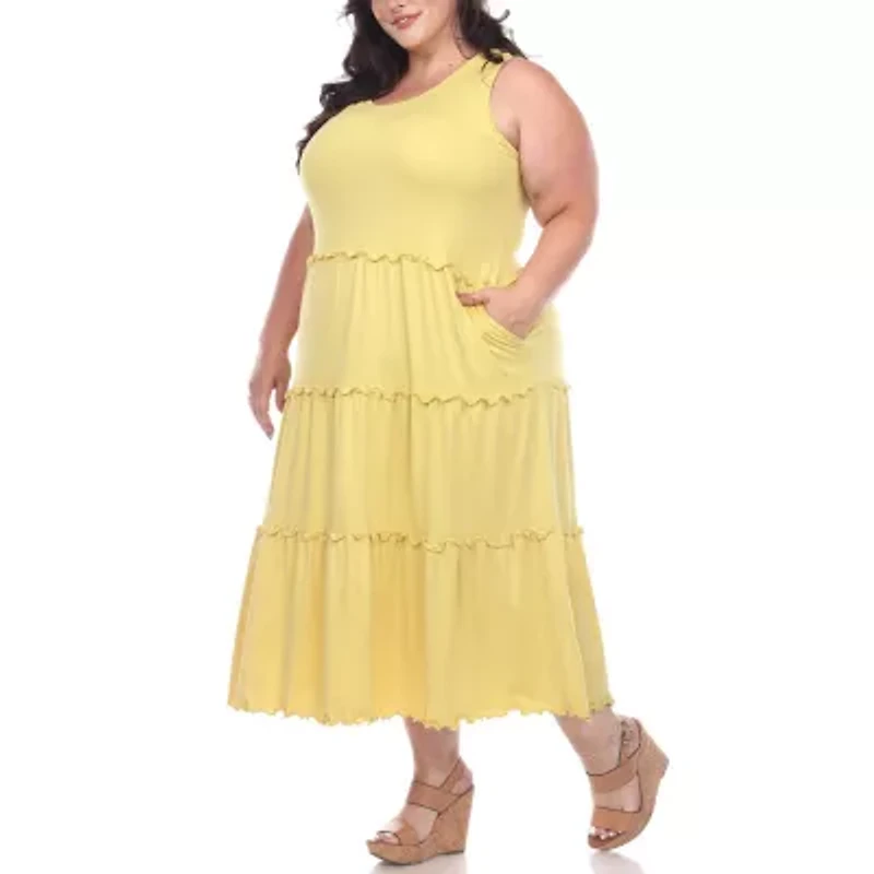 White Mark Womens Plus Sleeveless Midi Maxi Dress