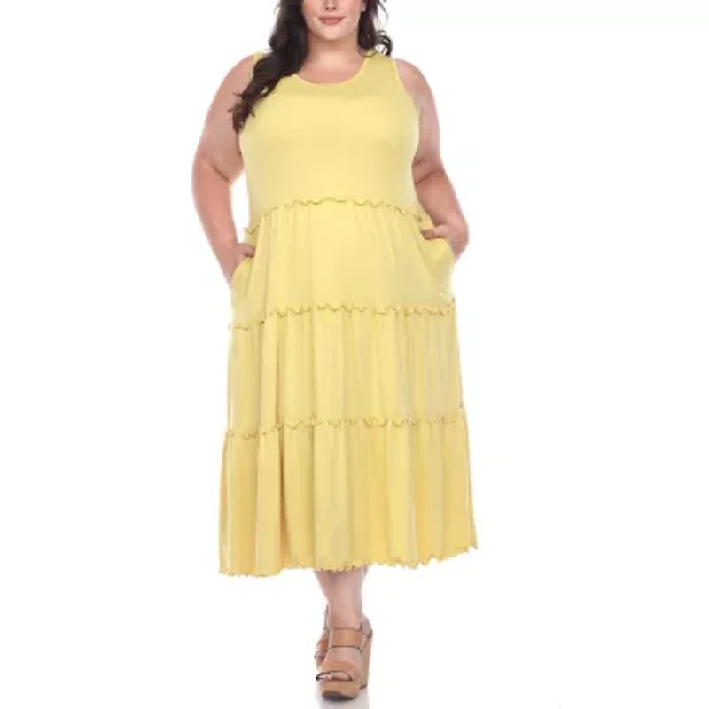 White Mark Womens Plus Sleeveless Midi Maxi Dress