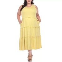 White Mark Womens Plus Sleeveless Midi Maxi Dress