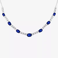Womens Blue Pure Silver Over Brass 12 Inch Collar Necklace