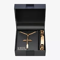 Mens Stainless Steel Cross 2-pc. Jewelry Set