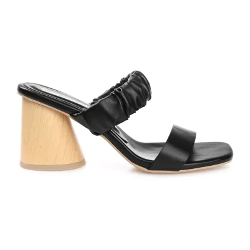 Journee Collection Fayth Womens Round Open Toe Block Heel Pumps