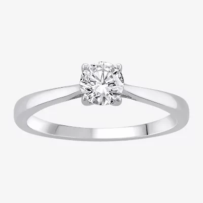 (I-J / I1) Womens 1/2 CT. Lab Grown White Diamond 10K White Gold Round Solitaire Engagement Ring