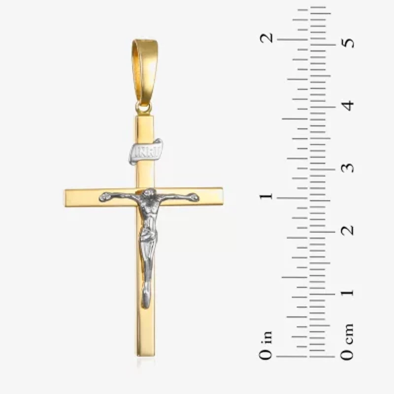 Crucifix Mens 14K Gold Cross Pendant