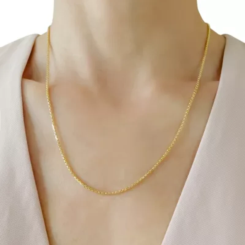 Womens 14K Gold 20 Inch Box Chain Necklace