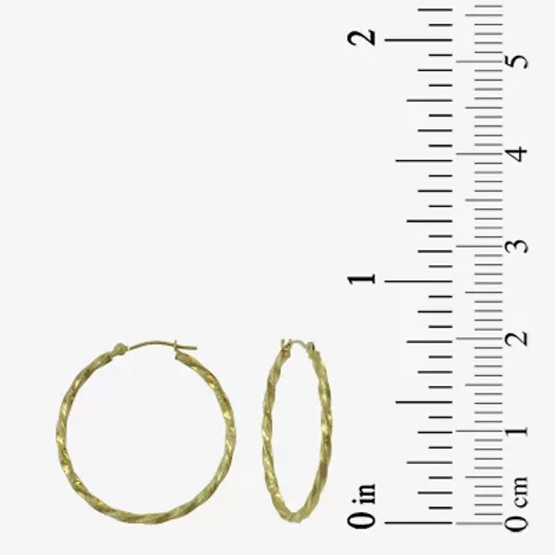 14K Yellow Gold  28mm Textured Hoop Earrings