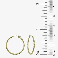 14K Yellow Gold  28mm Textured Hoop Earrings