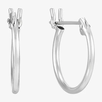 Womens 14K White Gold 10mm Hoop Earrings