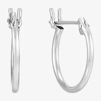 Womens 14K White Gold 10mm Hoop Earrings