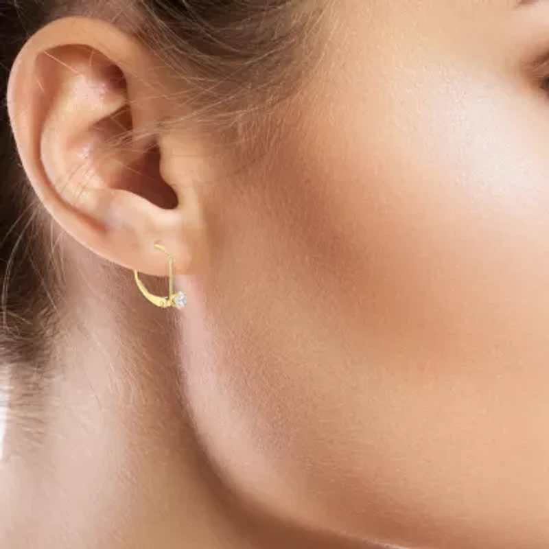 Womens Cubic Zirconia 14K Gold Drop Earrings