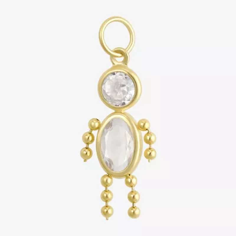 10K Gold April Birthstone Babies Boy Charm