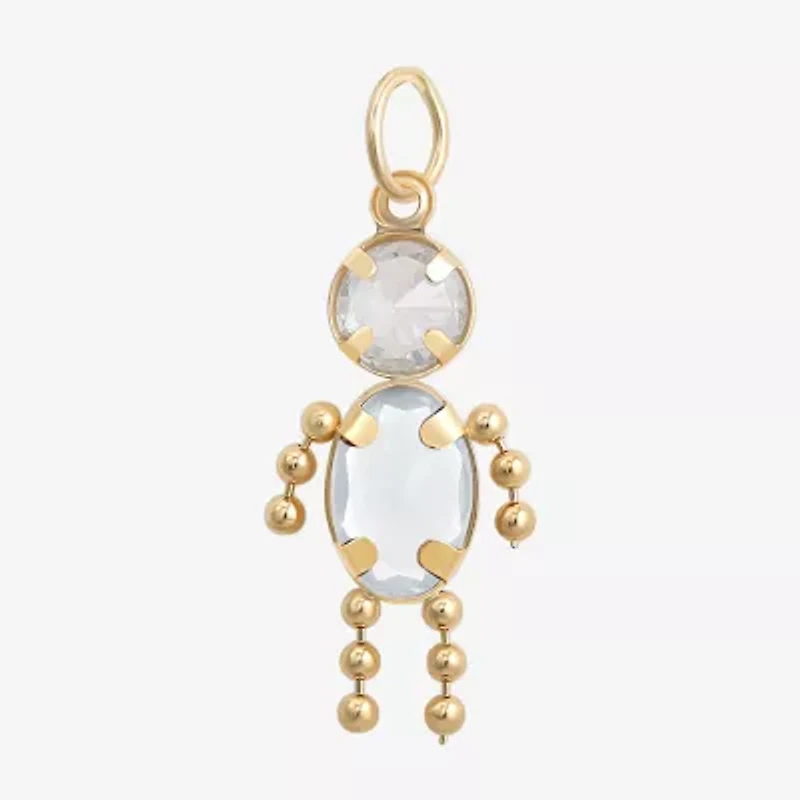 10K Gold April Birthstone Babies Boy Charm