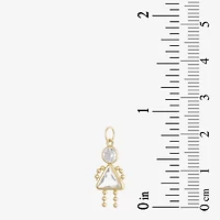 10K Gold April Birthstone Babies Girl Charm