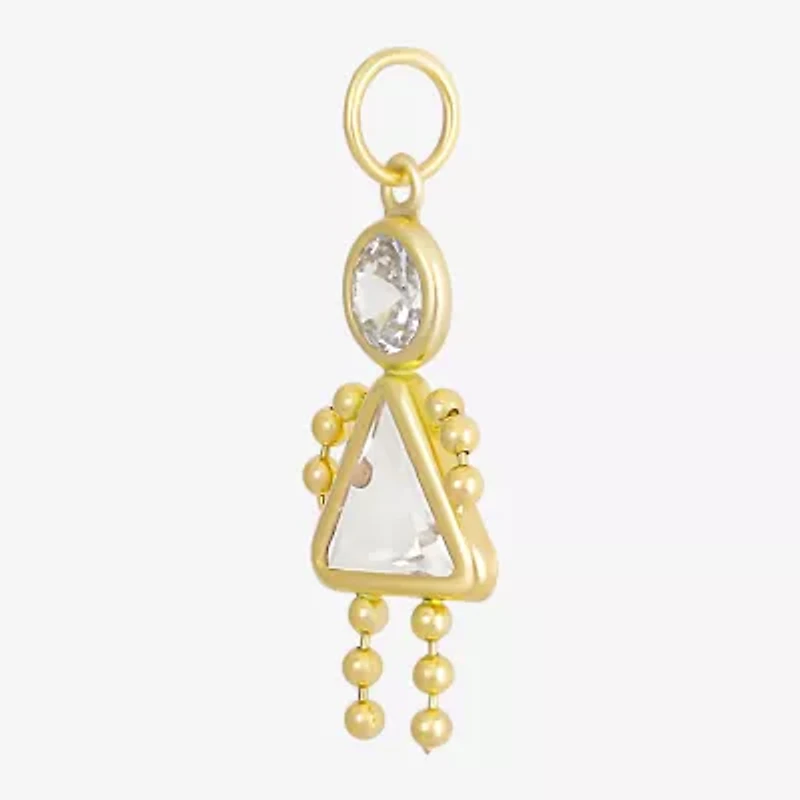 10K Gold April Birthstone Babies Girl Charm