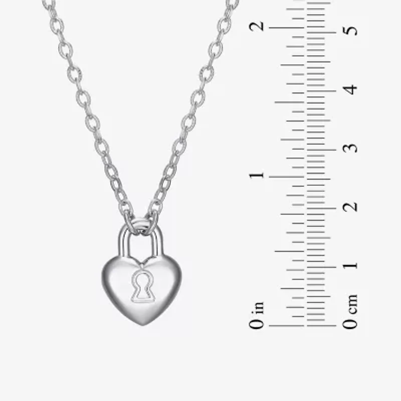 Womens Sterling Silver Heart 18 Inch Pendant Necklace