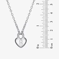 Womens Sterling Silver Heart 18 Inch Pendant Necklace